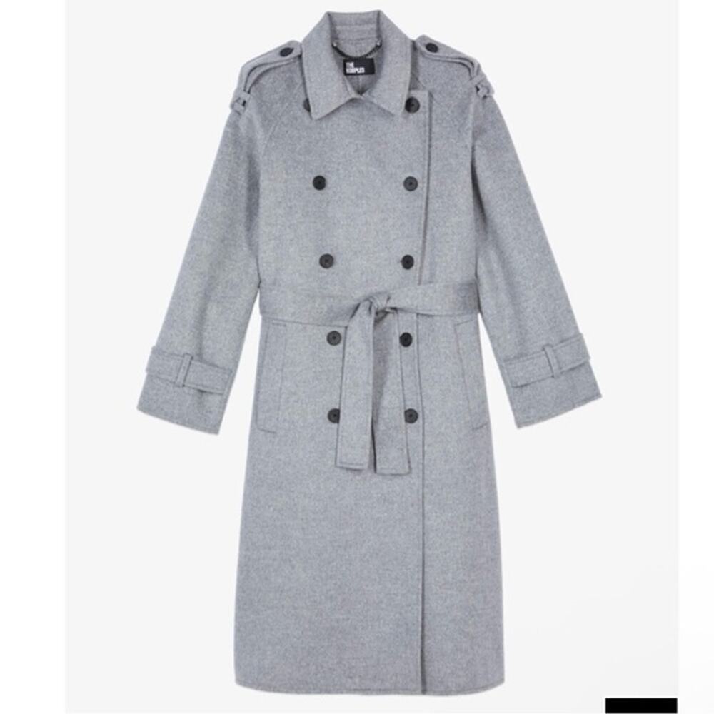 The Kooples wool blend belted gray coat size XL